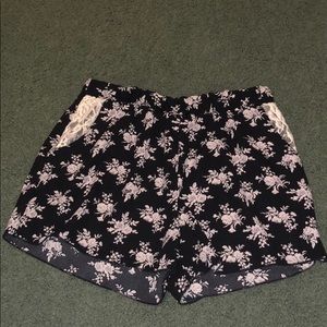 Black floral shorts